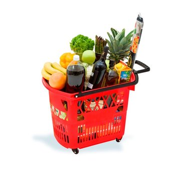 Shopping basket rolling 52ltr. various colors 