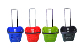 Winkelmand rollend 34 liter Blauw